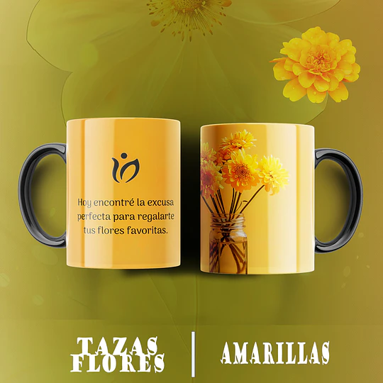 10 Plantillas de Diseño Tazas Flores Amarillas Archivos PNG