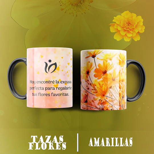 10 Plantillas de Diseño Tazas Flores Amarillas Archivos PNG