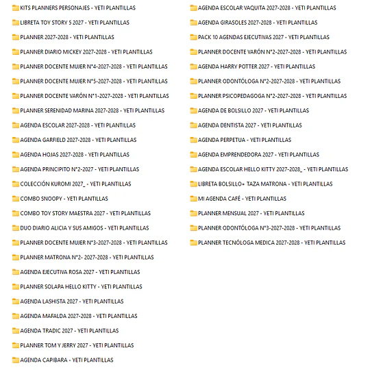 Mega Pack Agendas Planes 2027 Completo + Actualizaciones Archivos Png y Pdf