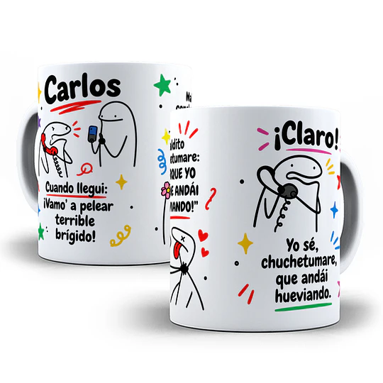 Diseños Plantilla Tazas Carlos cuando llegui vamo a pelear Sublimacion Png