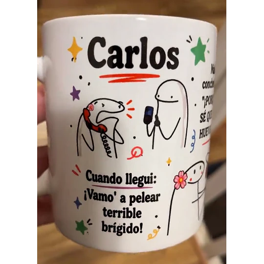 Diseños Plantilla Tazas Carlos cuando llegui vamo a pelear Sublimacion Png