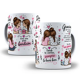 Diseños Plantilla Tazas Dios bendice tu vida mi amiga eres una gran bendicón Sublimacion Png