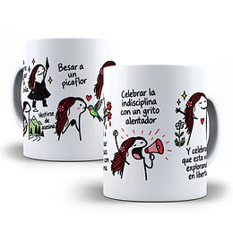 Diseños Plantilla Tazas Ella quiere viajar con mochila besar a un picaflor flork Mujer Deformito  Sublimacion Png