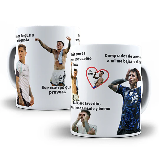 Diseños Plantilla Tazas Enzo Fernandez seleccion Argentina Sublimacion Png