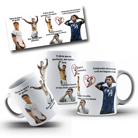 Diseños Plantilla Tazas Enzo Fernandez seleccion Argentina Sublimacion Png