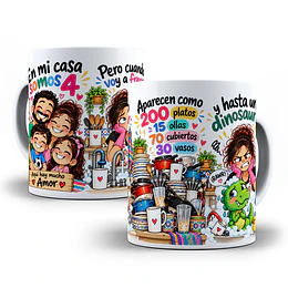Diseños Plantilla Taza En mi casa somos 4 aquí hay mucho amor Sublimacion Png