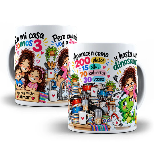 Diseños Plantilla Taza En mi casa somos 4 aquí hay mucho amor Sublimacion Png
