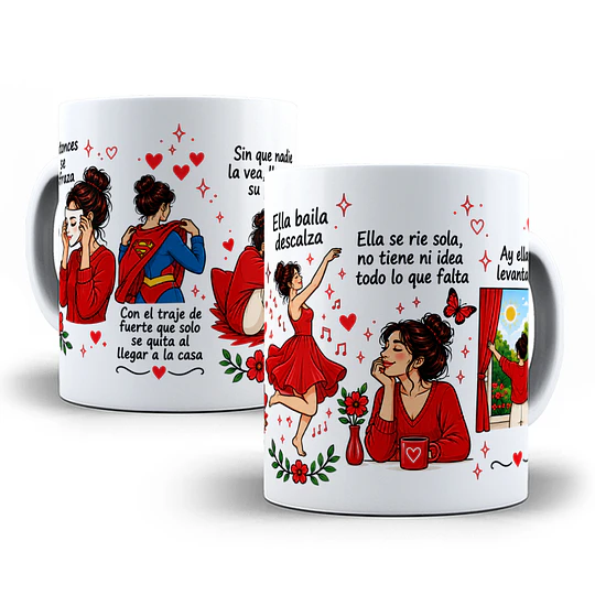 Diseños Plantilla Taza Entonces se disfraza con el traje de fuerte que solo se quita al llegar a la casa Sublimacion Png