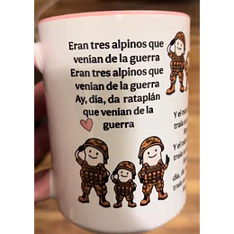 Diseños Plantilla Tazas Eran tres alpinos venian de la gerra ay dia da rataplán que venian de la gerra Flork meme Deformito Sublimacion Png 