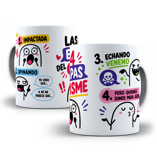 Diseños Plantilla Tazas Impactado opinando las 4 etapas del chisme Flork meme Deformito Chile Sublimacion Png
