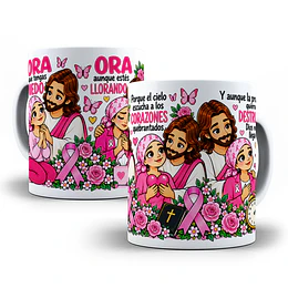 Diseños Plantilla Ora aunque tengas miedo ora aunque estés llorando Outubro Rosa Sublimacion Png