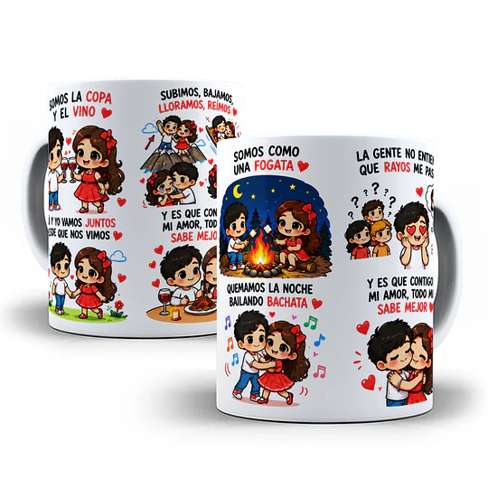 Diseños Plantilla Tazas Somos la copa y el vino tu y yo vamos juntos desde que nos vimos - casal  Chile Sublimacion Png