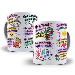 Diseños Plantilla Tazas un cafecito riquito , una sonrisita bonita, una llamadita - Chile Sublimacion Png 