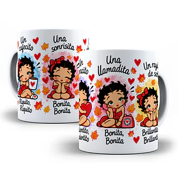 Diseños Plantilla Tazas un cafecito riquito una sonrisita bonita una llamadita Betty Boop - Chile Sublimacion Png
