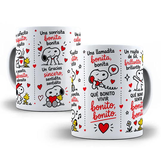 Diseños Plantilla Tazas un cafecito riquito una sonrisita bonita una llamadita Snoopy  - Chile Sublimacion Png