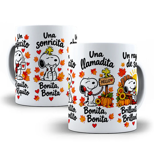 Diseños Plantilla Tazas un cafecito riquito una sonrisita bonita una llamadita Snoopy  - Chile Sublimacion Png 