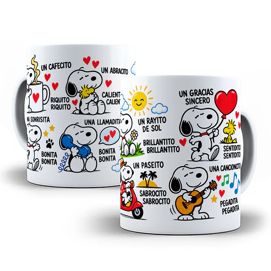 Diseños Plantilla Tazas un cafecito riquito una sonrisita bonita una llamadita Snoopy  - Chile Sublimacion Png