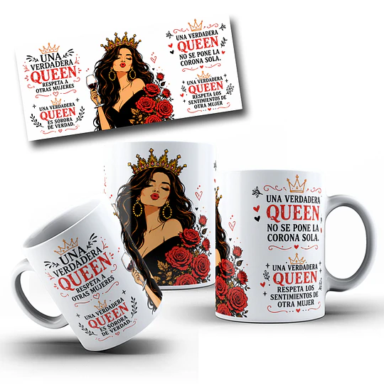 Diseños Plantilla Tazas Una verdadeira queen - Chile Sublimacion Png 