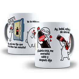 Diseños Plantilla Tazas Uy acá me fijo que abe la litzo tan minzita yo te miro y uuy - Coca Flork Meme Deformito Chile Sublimacion Png