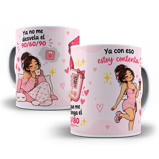 Diseños Plantilla Tazas Ya no me desvela el 90 60 90 - Mujer Chile Sublimacion Png