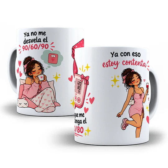 Diseños Plantilla Tazas Ya no me desvela el 90 60 90 - Mujer Chile Sublimacion Png
