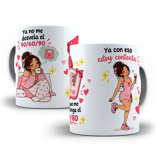 Diseños Plantilla Tazas Ya no me desvela el 90 60 90 - Mujer Chile Sublimacion Png