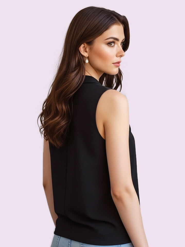 Blusa de mujer sin mangas Negra con caida COLOBO 3