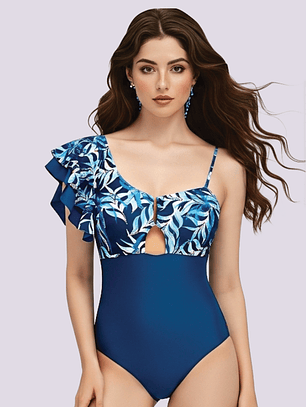 Traje de Baño Entero Asimétrico COLOBO Metal U Azul