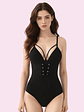 Traje de baño entero con corsé negro Bañador lace up - Miniatura 1