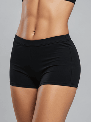 Short de baño negro de mujer Bottom tipo boy short para nadar y hacer ejercicio