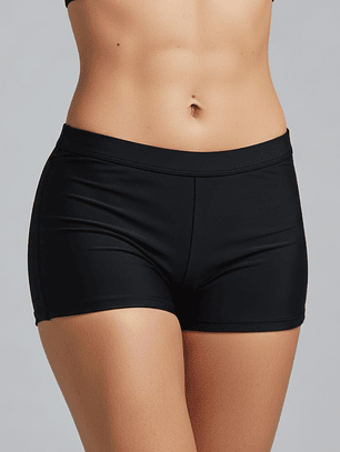 Short de baño negro de mujer Bottom tipo boy short para nadar y hacer ejercicio