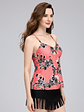 Tankini Floral de mujer Coral con falda de Flequillos  - Miniatura 1
