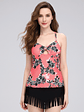 Tankini Floral de mujer Coral con falda de Flequillos  - Miniatura 3