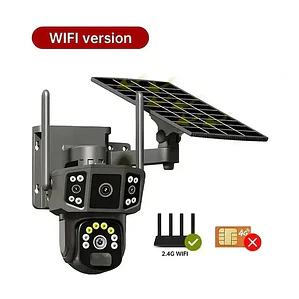 Cámara de Seguridad Solar Wifi V380 Pro Exterior 4K Doble Lente PTZ360