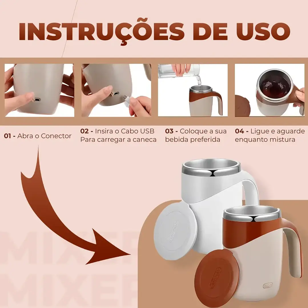 Taza Mezcladora Star Térmica de Acero Inoxidable con Carga USB 2