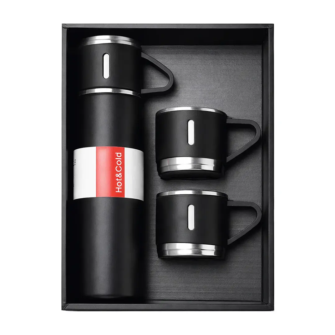 Set Termo Acero Inoxidable 500ml + 3 Tazas | Yokoo Chile 1