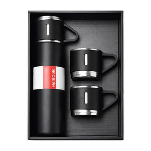 Set Termo Acero Inoxidable 500ml + 3 Tazas | Yokoo Chile