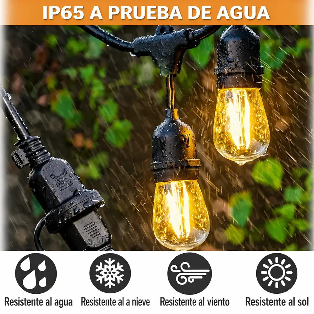 Guirnalda de Luces Yokoo 20 Metros para Terraza con 20 Ampolletas LED 2