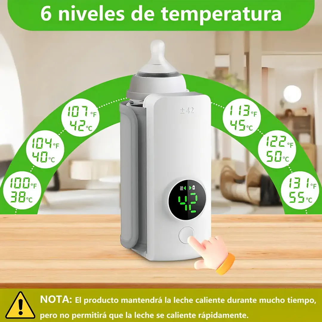 Calentador de Mamaderas Jerzou Portátil Inalámbrico Batería de 5000mAh 6