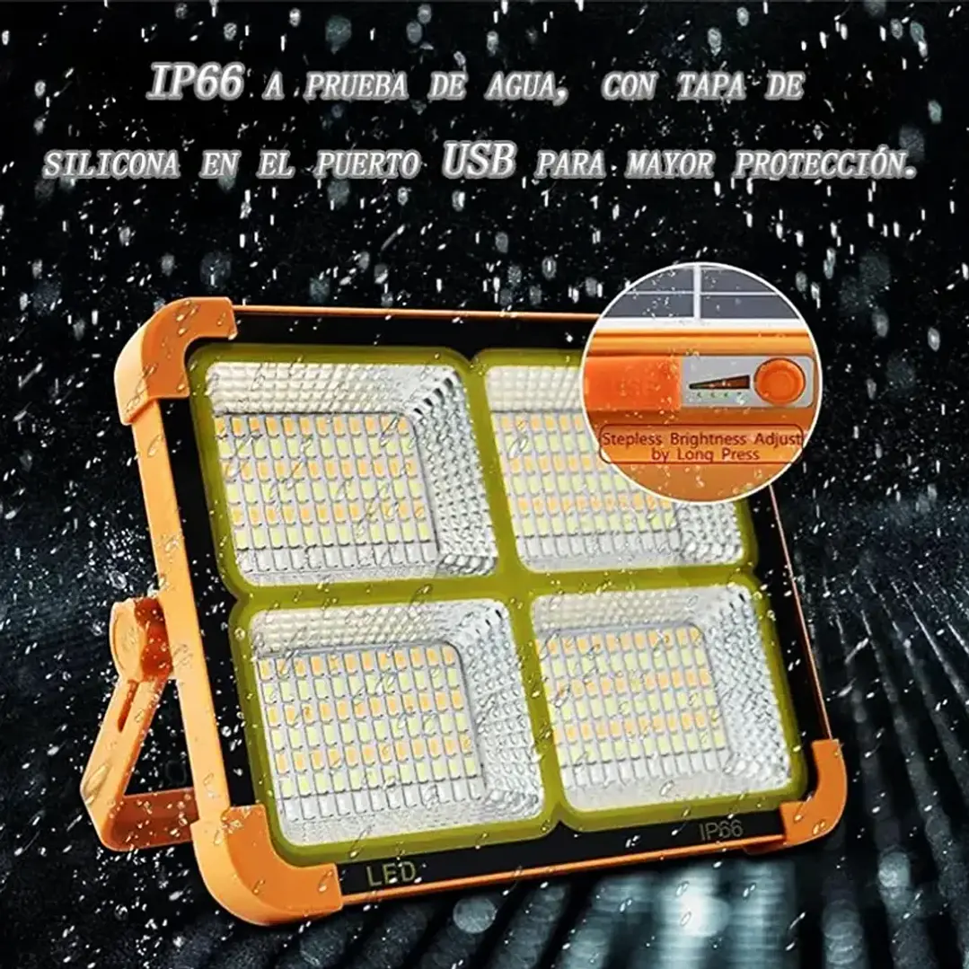 Foco LED Solar de Emergencia con 336 LEDs y Función Power Bank 4