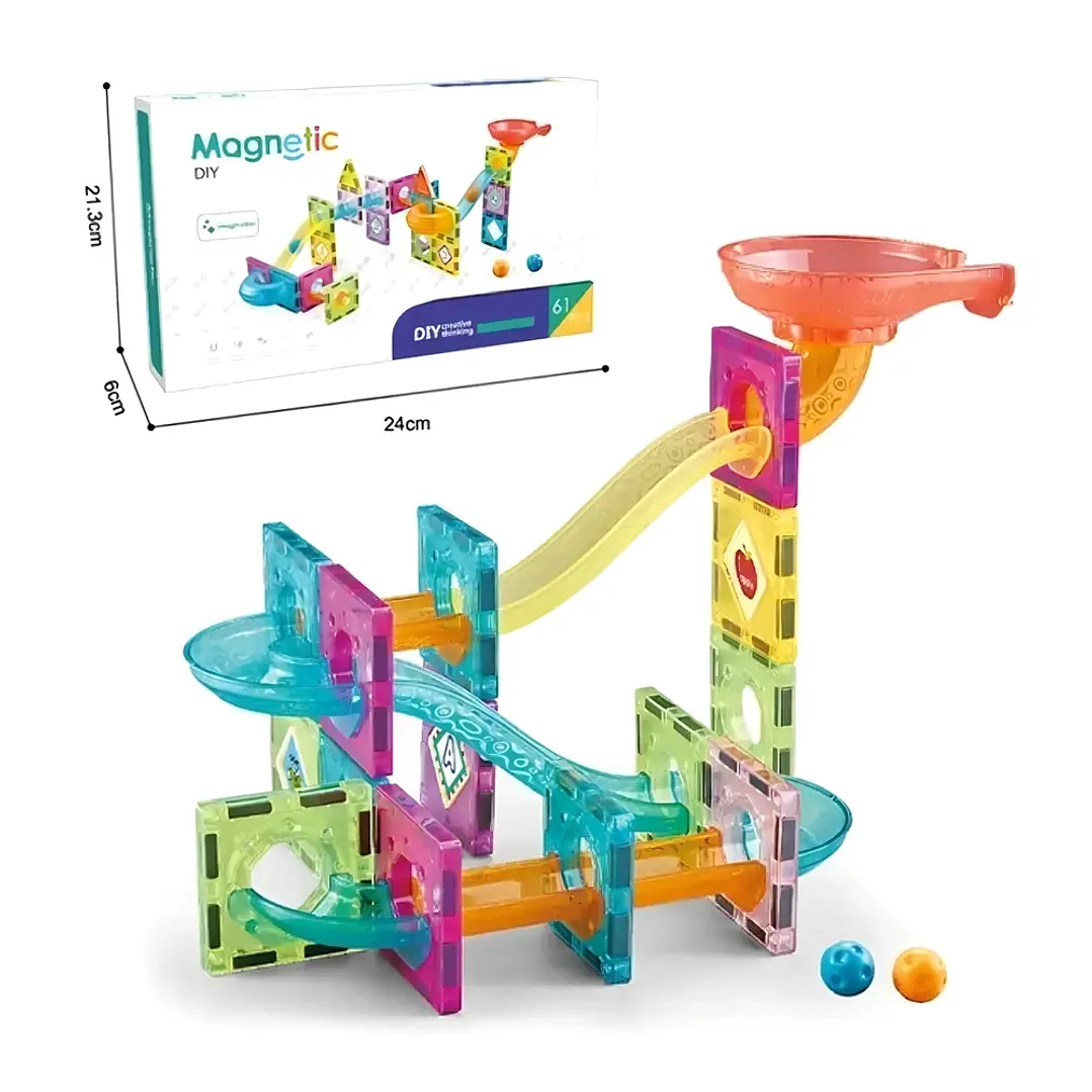 Bloques Magnéticos Magneti 47 Piezas con Pista de Carreras y Castillo 2