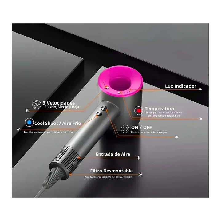 Secador de Pelo Profesional Yokoo 1600W Iónico + Estuche de Lujo 5