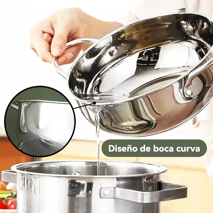 Olla Freidora Japonesa 3.4L Acero Inoxidable con Termómetro 6