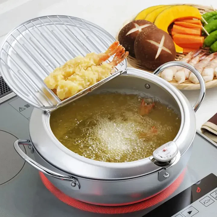 Olla Freidora Japonesa 3.4L Acero Inoxidable con Termómetro 9