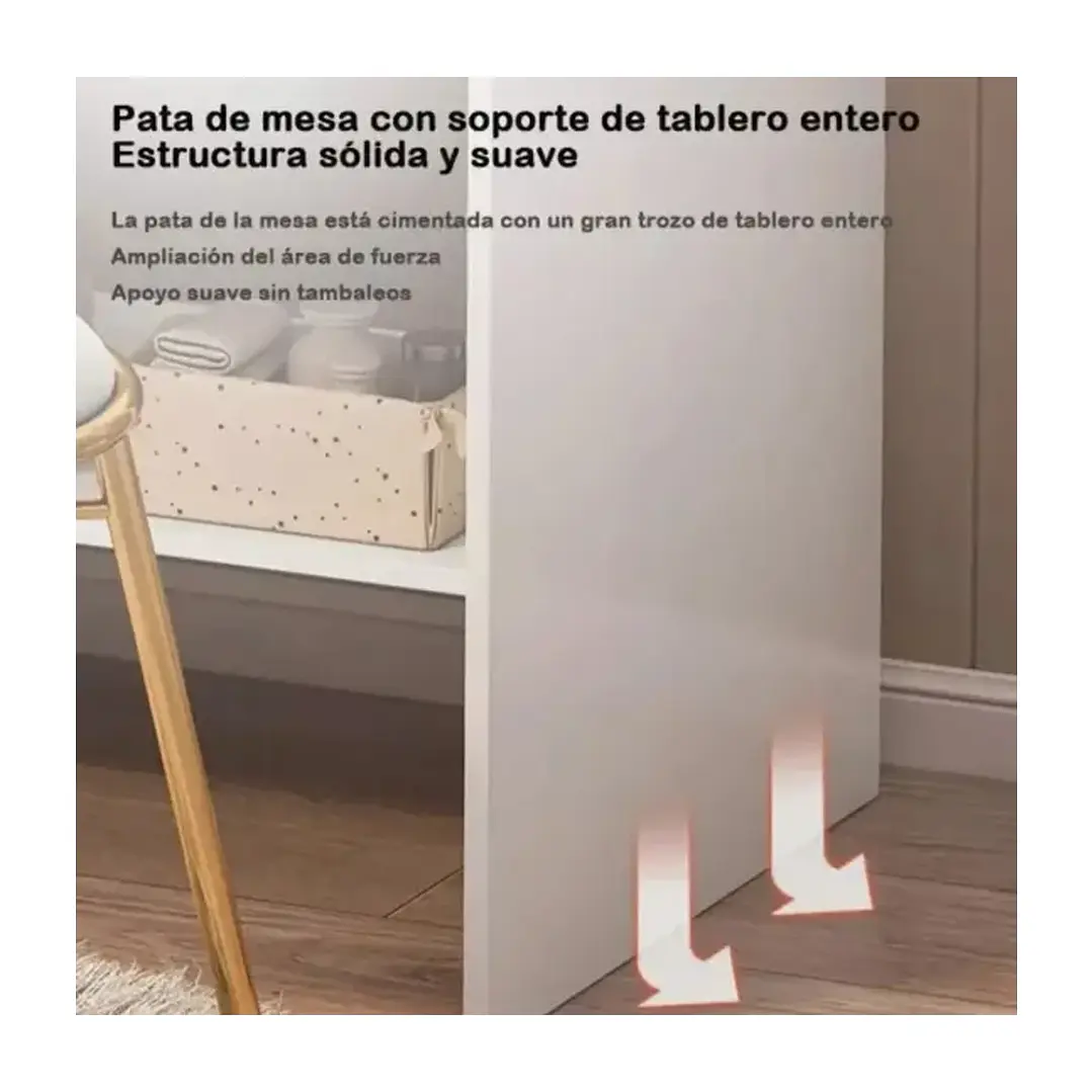 Tocador de Madera Yokoo con Espejo LED y 2 Cajones 80x40x130cm 4