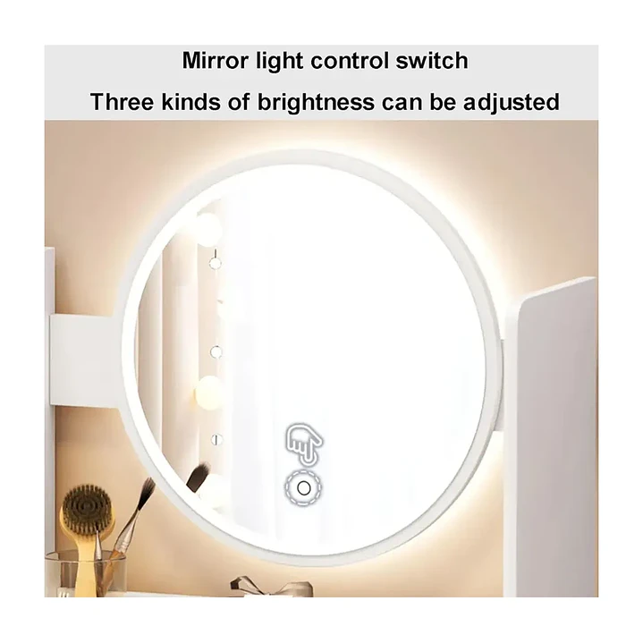 Tocador de Madera Yokoo con Espejo LED y 2 Cajones 80x40x130cm 5