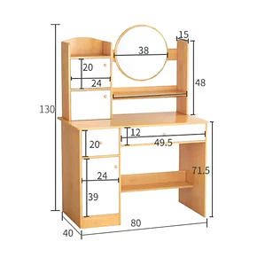 Tocador de Madera Yokoo con Espejo LED y 2 Cajones 80x40x130cm