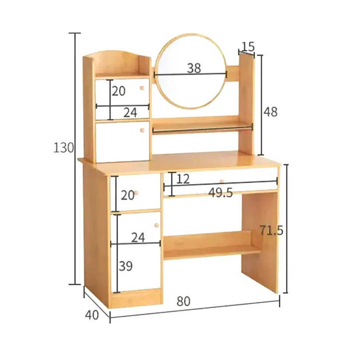 Tocador de Madera Yokoo con Espejo LED y 2 Cajones 80x40x130cm 2