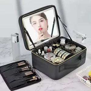 Bolso Cosmetiquero Profesional con Espejo LED Recargable USB