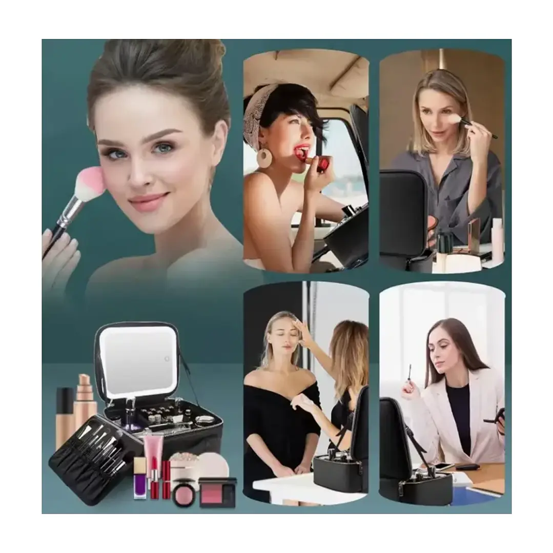 Bolso Cosmetiquero Profesional con Espejo LED Recargable USB 5